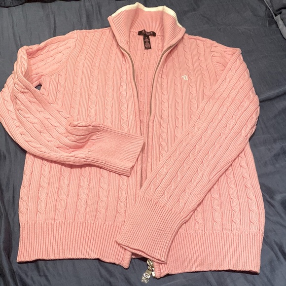 NEW 100% Cotton light pink Ralph Lauren zip up sweater - Picture 4 of 5